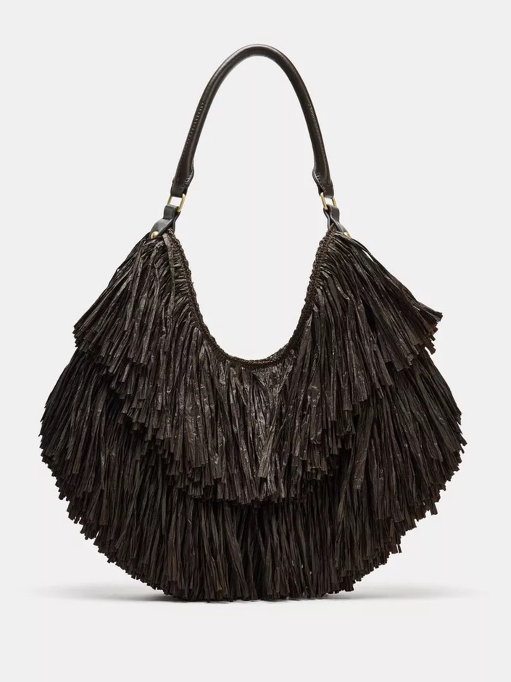 NWT Zara Woman Bloggers Fav FRINGE TOTE BAG Brown